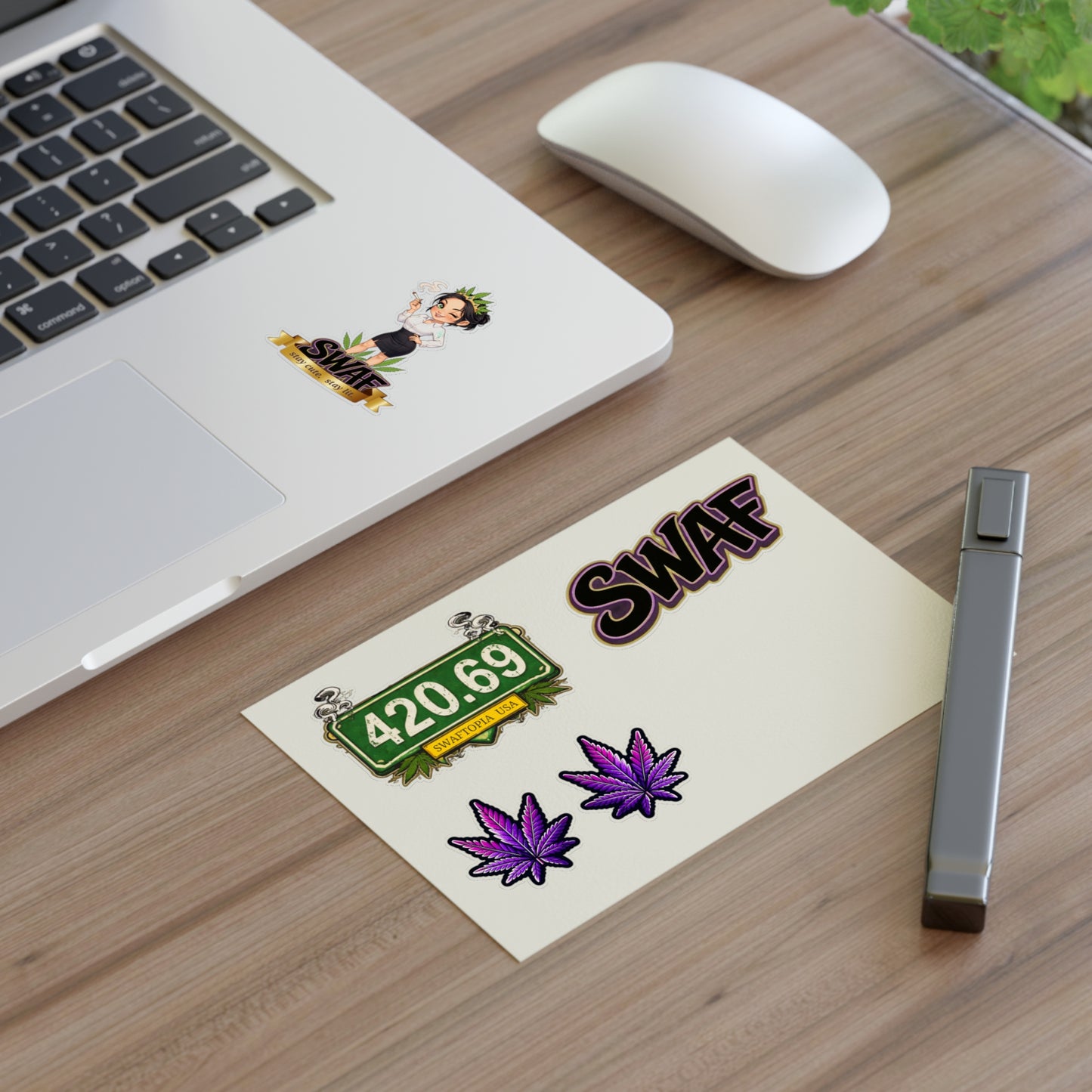 Cannabis Sticker Sheet — 420.69, Purple Leaf & SWAF Decals