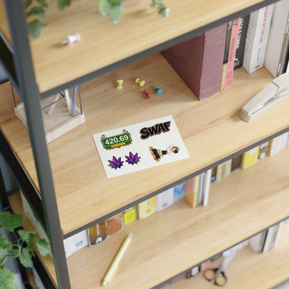 Cannabis Sticker Sheet — 420.69, Purple Leaf & SWAF Decals