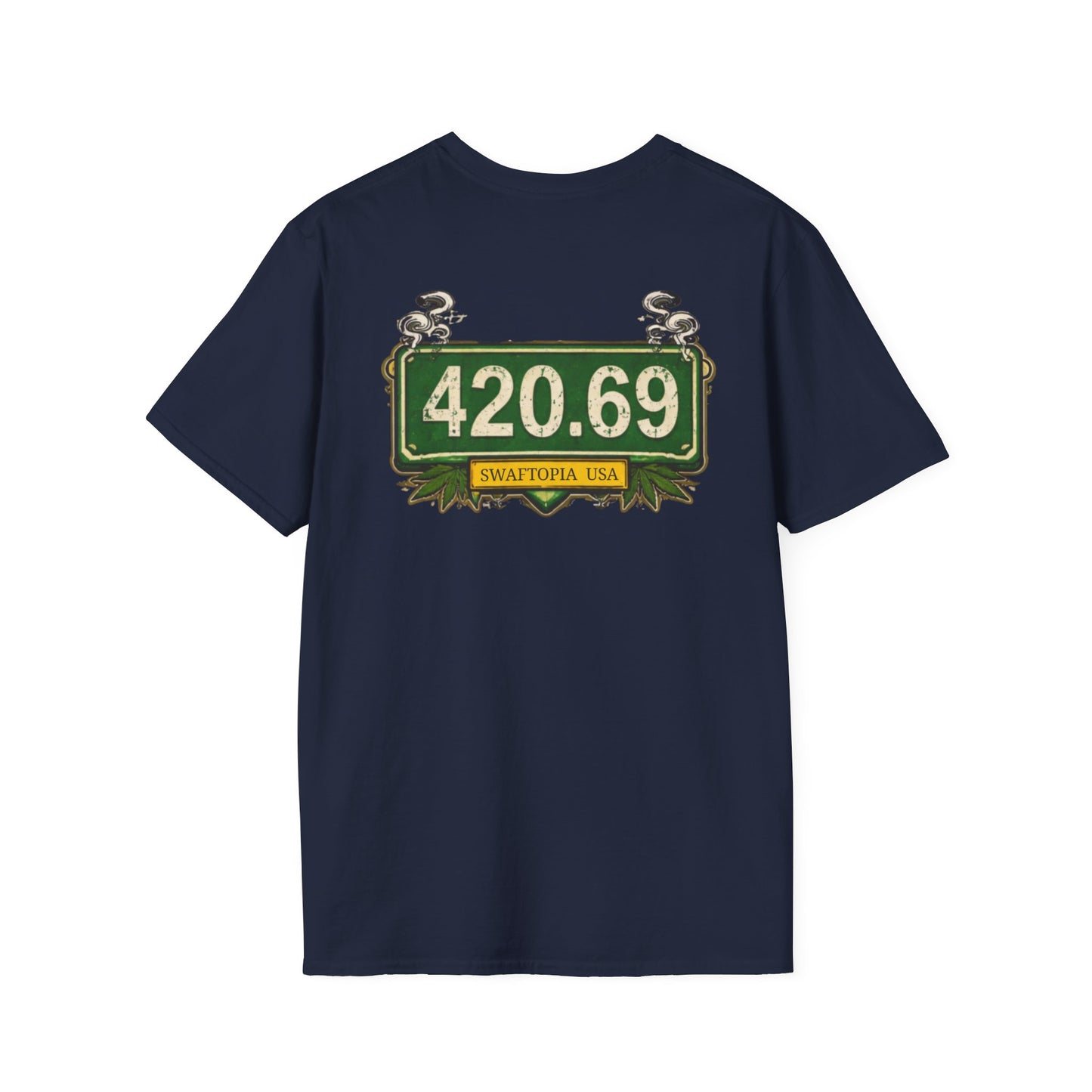 T‑Shirt — “I have a one lane brain...” Front / 420.69 License Plate Back Cannabis Graphic