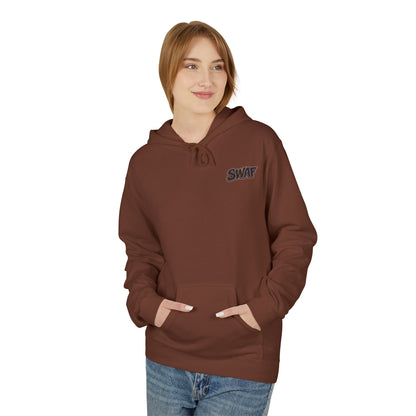 Hoodie — Minimal 'SWAF' Logo White Fleece Pullover