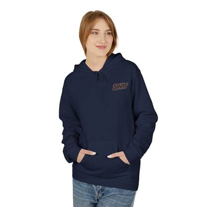 Hoodie — Minimal 'SWAF' Logo White Fleece Pullover
