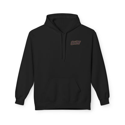 Hoodie — Minimal 'SWAF' Logo White Fleece Pullover