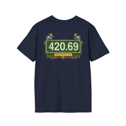 Copy of T‑Shirt — “I have a one lane brain...” Front / 420.69 License Plate Back Cannabis Graphic