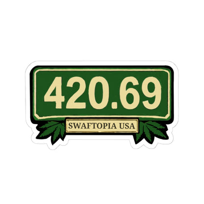 420.69 Green Street Sign Kiss-Cut Sticker — Swaftopia USA Cannabis Leaf Decal