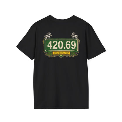 Copy of T‑Shirt — “I have a one lane brain...” Front / 420.69 License Plate Back Cannabis Graphic