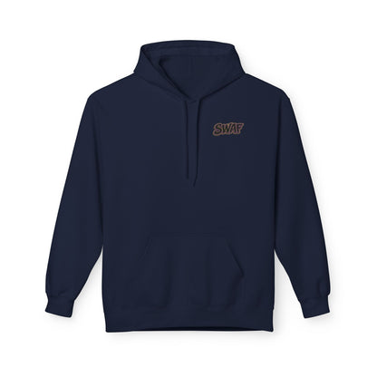 Hoodie — Minimal 'SWAF' Logo White Fleece Pullover