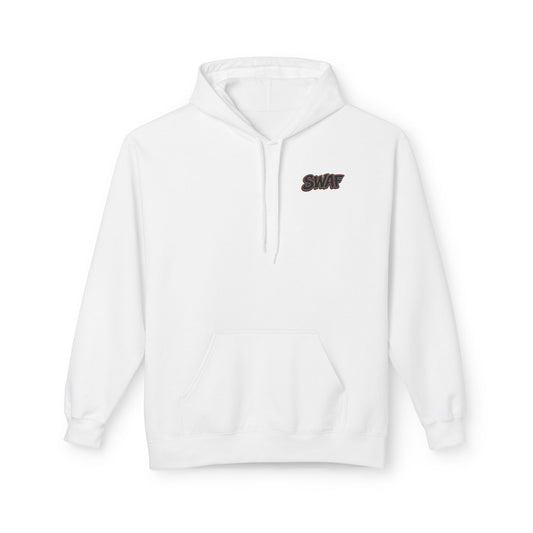 Hoodie — Minimal 'SWAF' Logo White Fleece Pullover