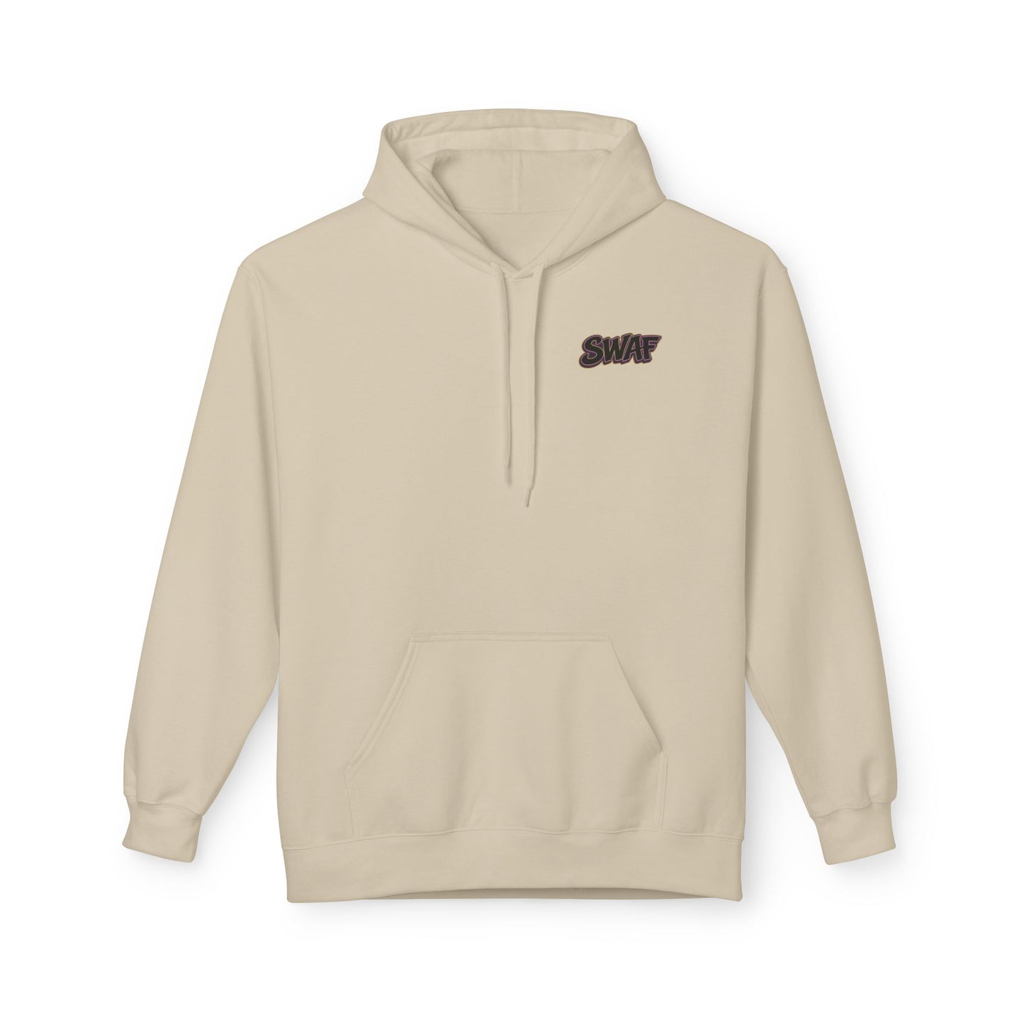 Hoodie — Minimal 'SWAF' Logo White Fleece Pullover