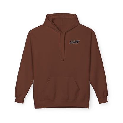 Hoodie — Minimal 'SWAF' Logo White Fleece Pullover