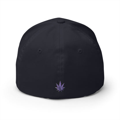 Embroidered 'SWAF' Logo Cap — White Structured Baseball Hat with Purple Leaf Accent