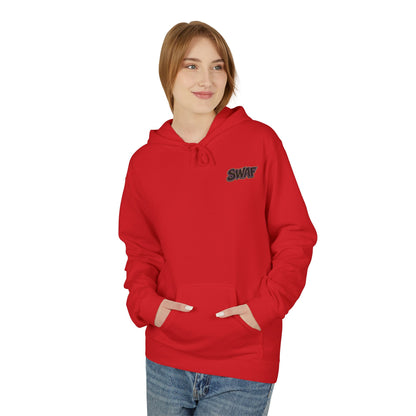 Hoodie — Minimal 'SWAF' Logo White Fleece Pullover