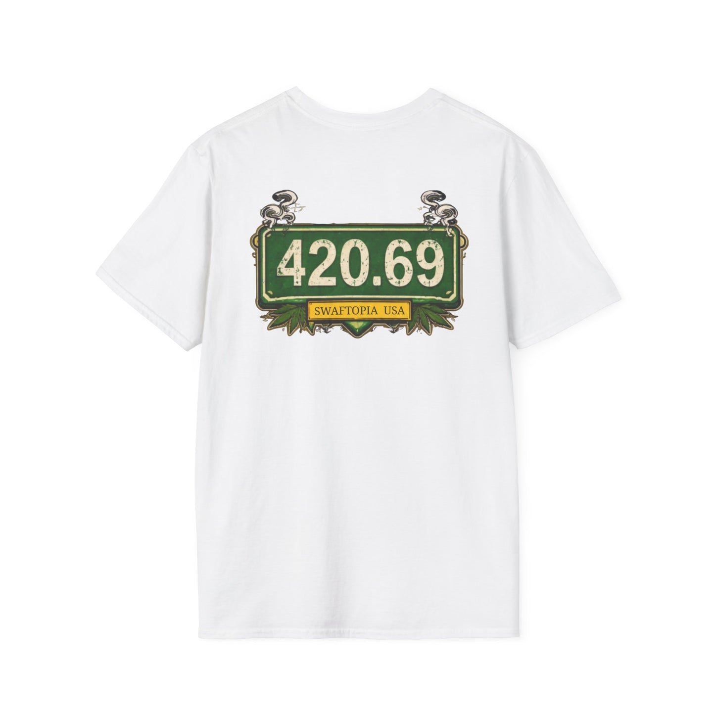 T‑Shirt — “I have a one lane brain...” Front / 420.69 License Plate Back Cannabis Graphic