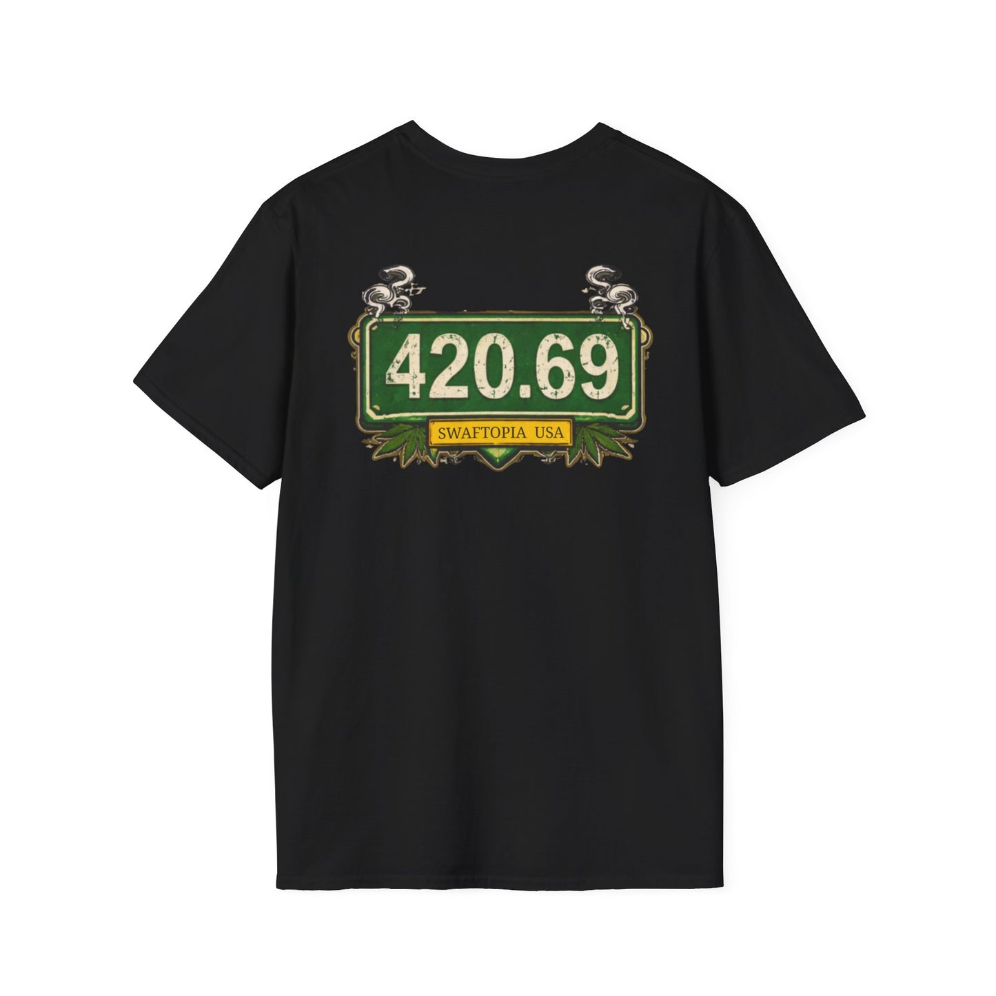 T‑Shirt — “I have a one lane brain...” Front / 420.69 License Plate Back Cannabis Graphic