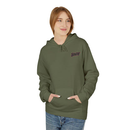Hoodie — Minimal 'SWAF' Logo White Fleece Pullover