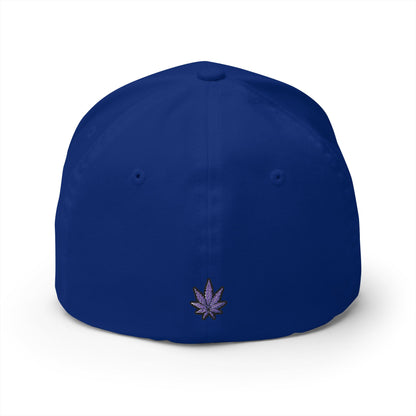 Embroidered 'SWAF' Logo Cap — White Structured Baseball Hat with Purple Leaf Accent