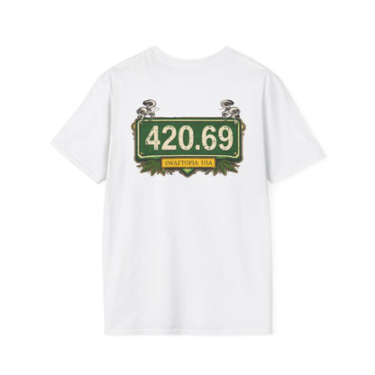 Copy of T‑Shirt — “I have a one lane brain...” Front / 420.69 License Plate Back Cannabis Graphic