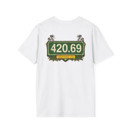 Copy of T‑Shirt — “I have a one lane brain...” Front / 420.69 License Plate Back Cannabis Graphic