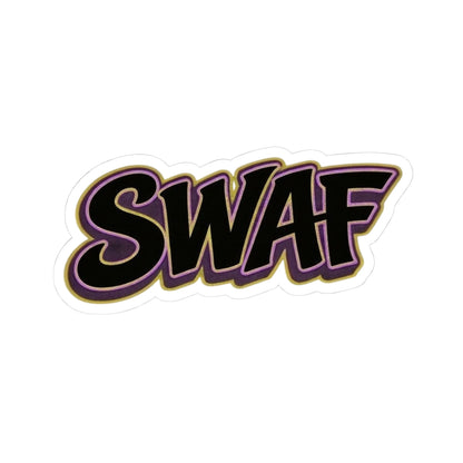 SWAF Script Sticker — Retro Black & Purple Kiss-Cut Decal for Laptops, Water Bottles & Skateboards