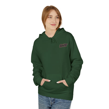 Hoodie — Minimal 'SWAF' Logo White Fleece Pullover