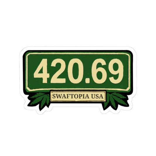 420.69 Green Street Sign Kiss-Cut Sticker — Swaftopia USA Cannabis Leaf Decal