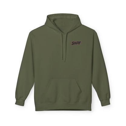 Hoodie — Minimal 'SWAF' Logo White Fleece Pullover