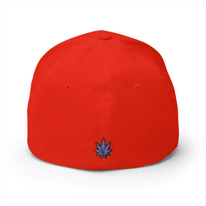Embroidered 'SWAF' Logo Cap — White Structured Baseball Hat with Purple Leaf Accent
