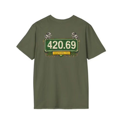Copy of T‑Shirt — “I have a one lane brain...” Front / 420.69 License Plate Back Cannabis Graphic