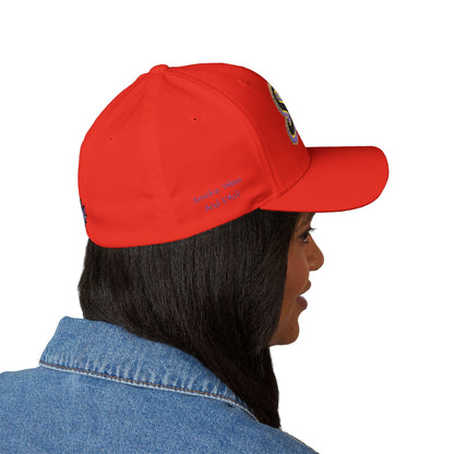 Embroidered 'SWAF' Logo Cap — White Structured Baseball Hat with Purple Leaf Accent